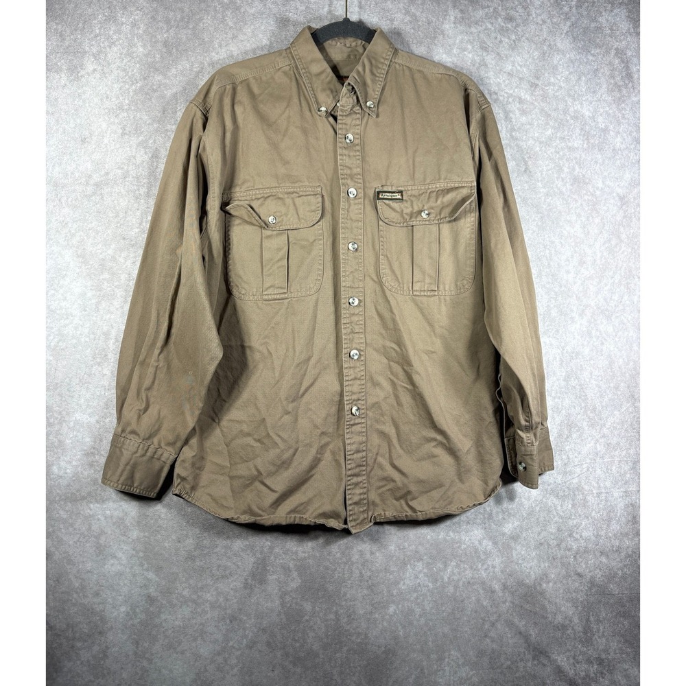 Remington Shirt Mens M Tan Outdoor Cotton Twill Button Down Long Sleeve Utility